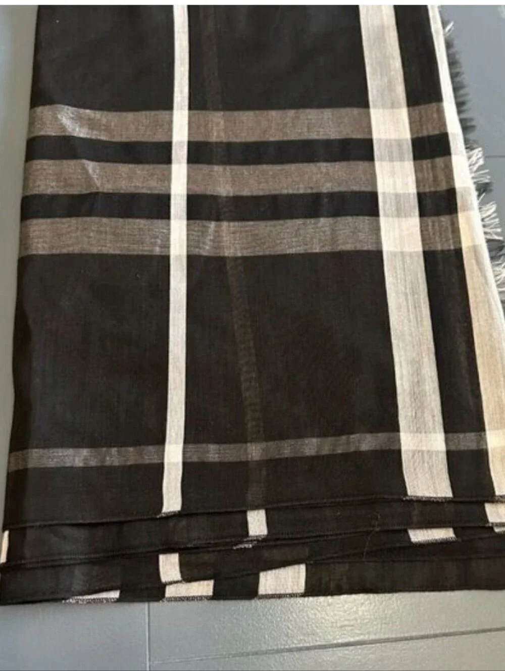 Black and White Plaid Sheer Scarf